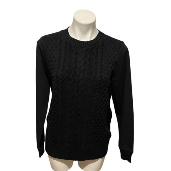 J Jason Wu XS Mixed Media Cable Knit with French Terry Sleeve Sweater - Picture 3 of 8